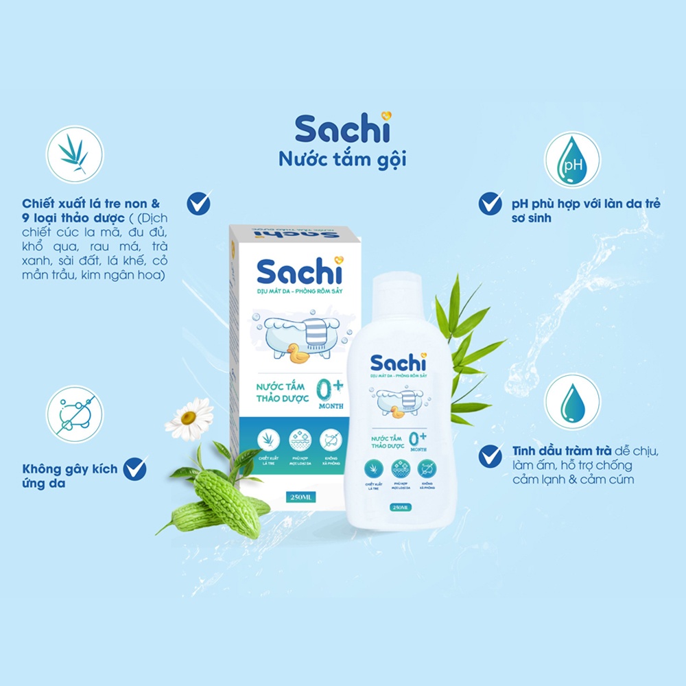 Nước tắm thảo dược Sachi 250ml