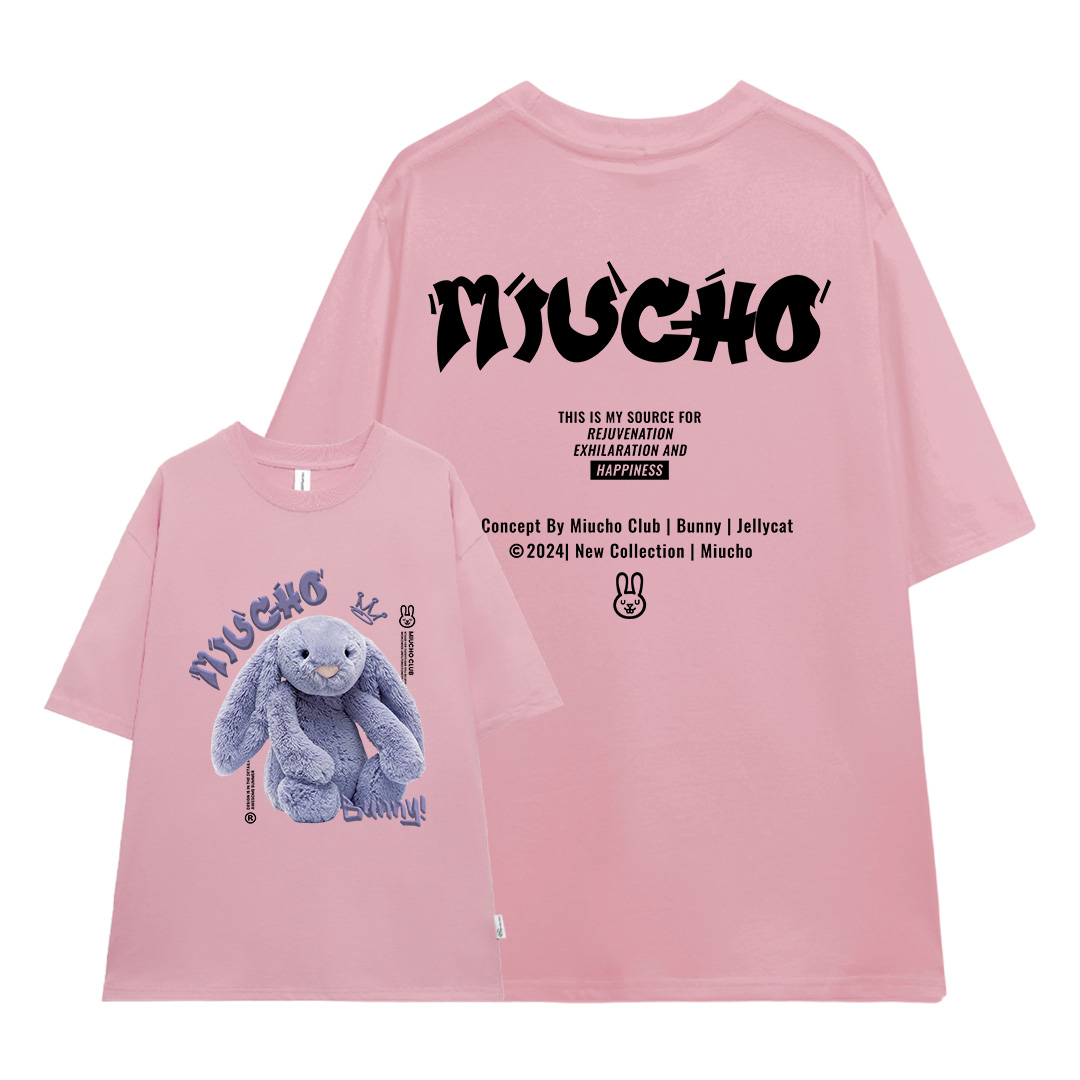Áo thun thỏ Bunny form rộng local brand ATD1256 Miucho tay ngắn cổ tròn in mix_thumbnail_7