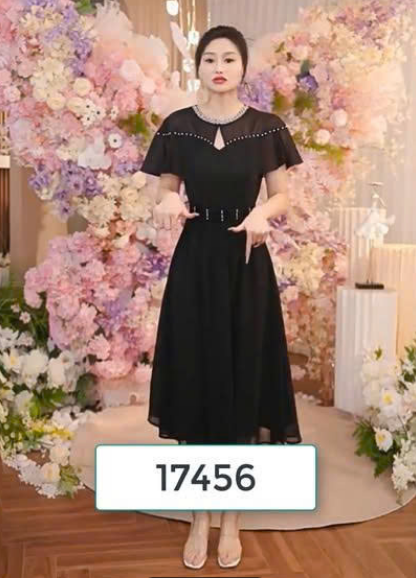 17456-Đầm voan xoè đen tay tiên viền hạt  cách điệu (voan, lót)_thumbnail_0