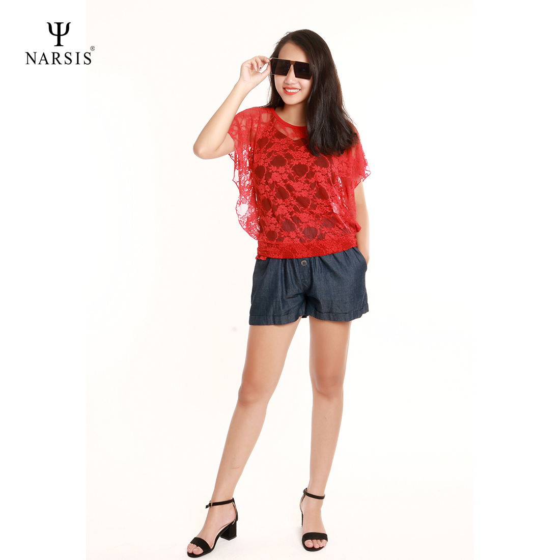 ÁO VOAN ĐỎ NỮ NWS1243 NARSIS CHẤT LIỆU THOÁNG MÁT, DỄ CHỊU, THOẢI MÁI CẢ NGÀY, DỄ VẬN ĐỘNG