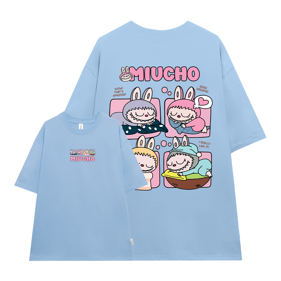 Áo thun labubu dễ thương nhiều màu ATD1316 Miucho cổ tròn vải cotton thoáng mát in mix_thumbnail_21