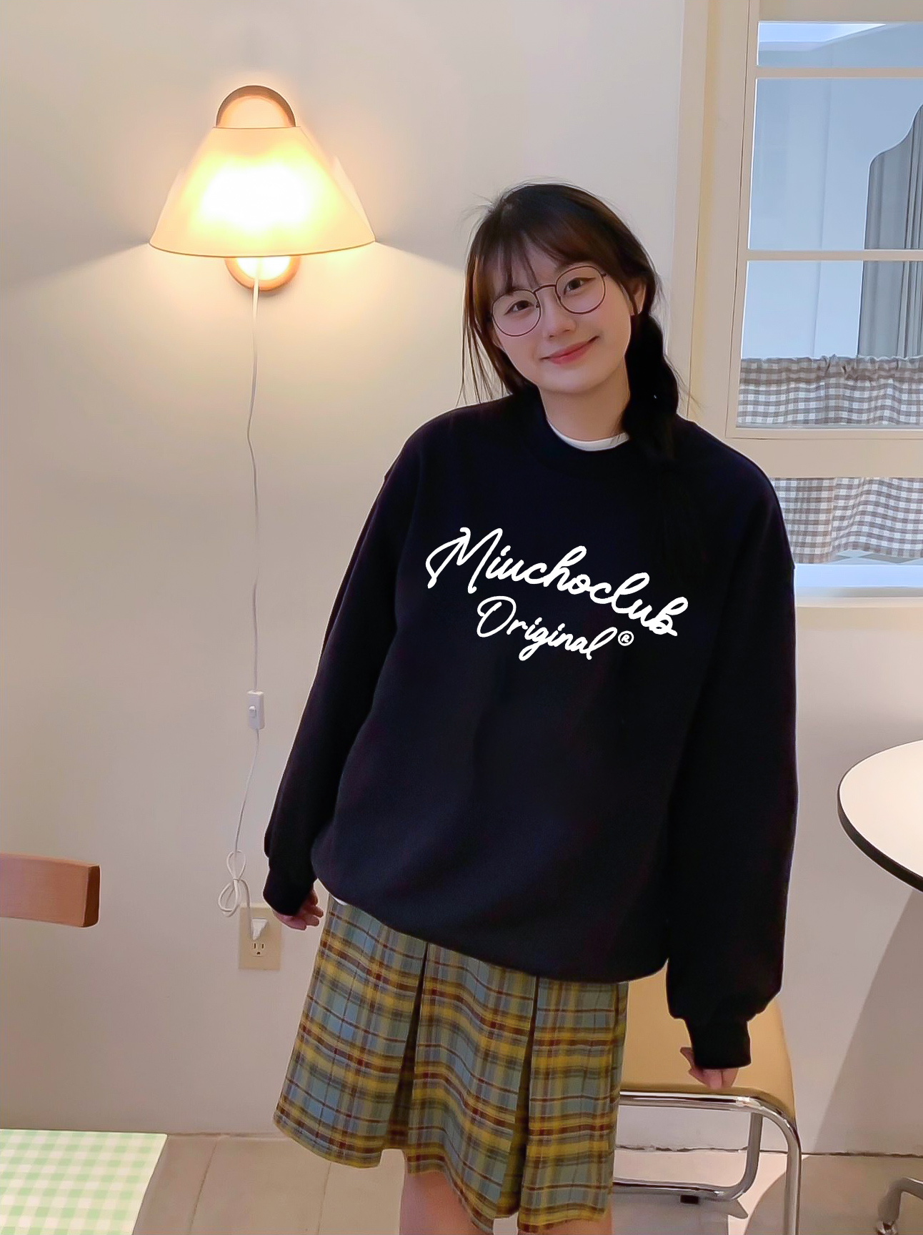 Áo sweater nữ form boxy 1911 Miucho cổ tròn vải nỉ bông 350 GSM dày dặn in basic_thumbnail_2