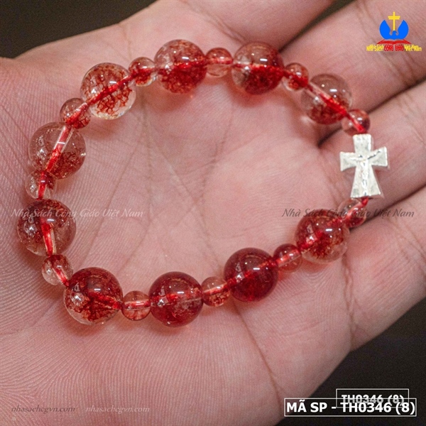 Vòng Mân Côi đá thạch anh dưa hấu 10ly mix bạc_thumbnail_2