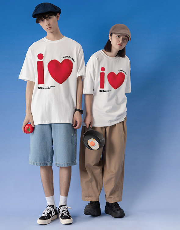 Áo thun cặp đôi couple trái tim from rộng ATD1373 Miucho vải cotton thoáng mát cổ tròn in mix_thumbnail_5