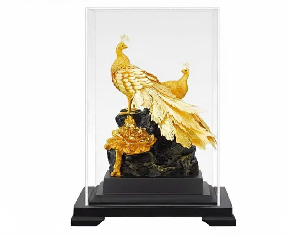 Qùa tặng hộp đôi chim công mạ dát vàng 24k KT 22CM X 17CM _thumbnail_3