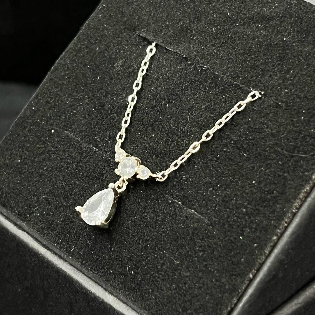 vòng cổ bạc kim cương dải ba viên rơi giọt nước kim cương trắng_thumbnail_2