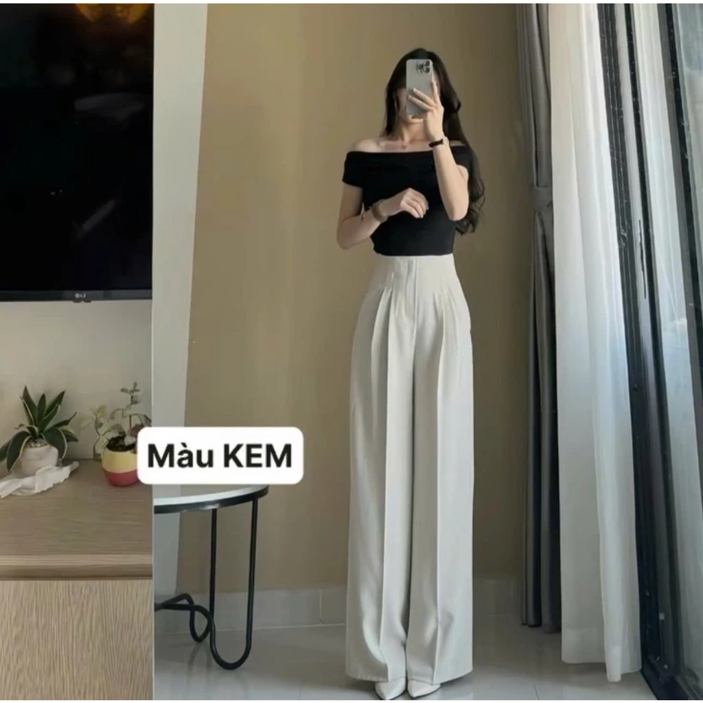 Quần suông cạp liền, khóa sườn vải gold nhật, có 2 túi