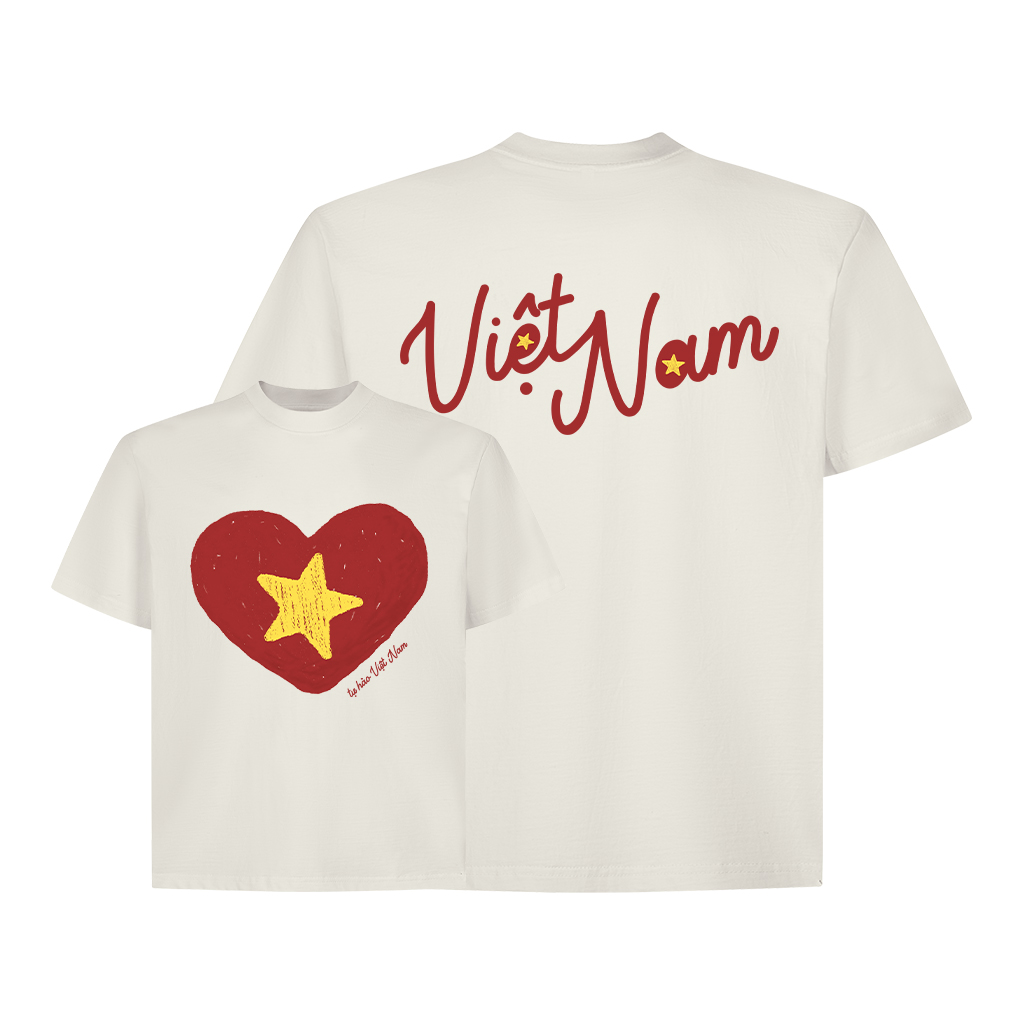 Áo thun Việt Nam hình tim form boxy AXD2447 Miucho vải 100% cotton co giãn thoáng mát cổ tròn in mix_thumbnail_8