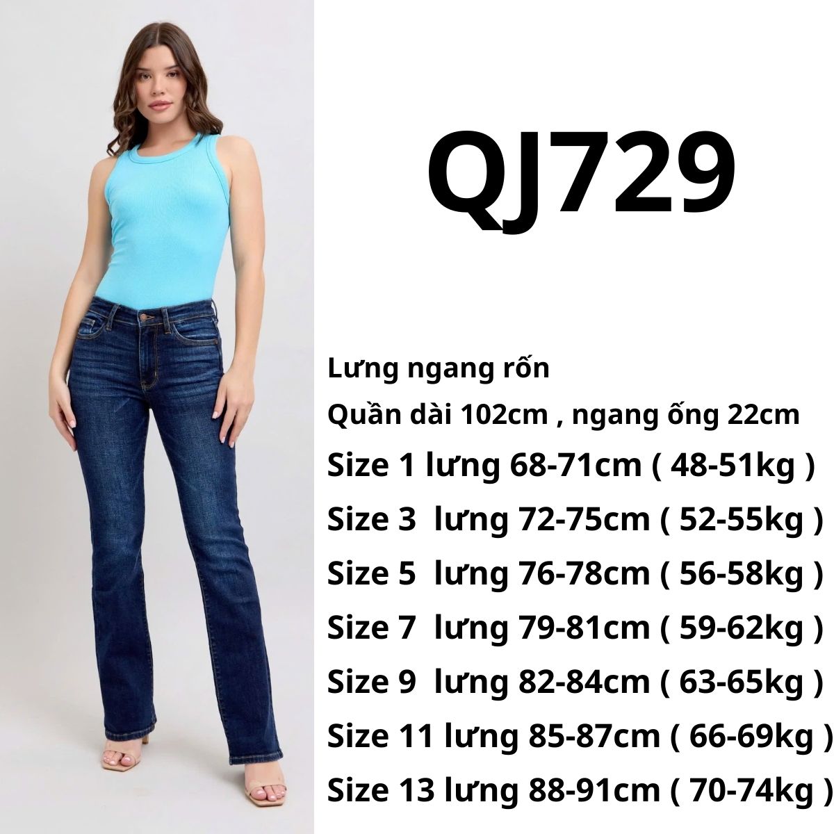QJ729 QUẦN JEANS LOE NHẸ - ĐẬM