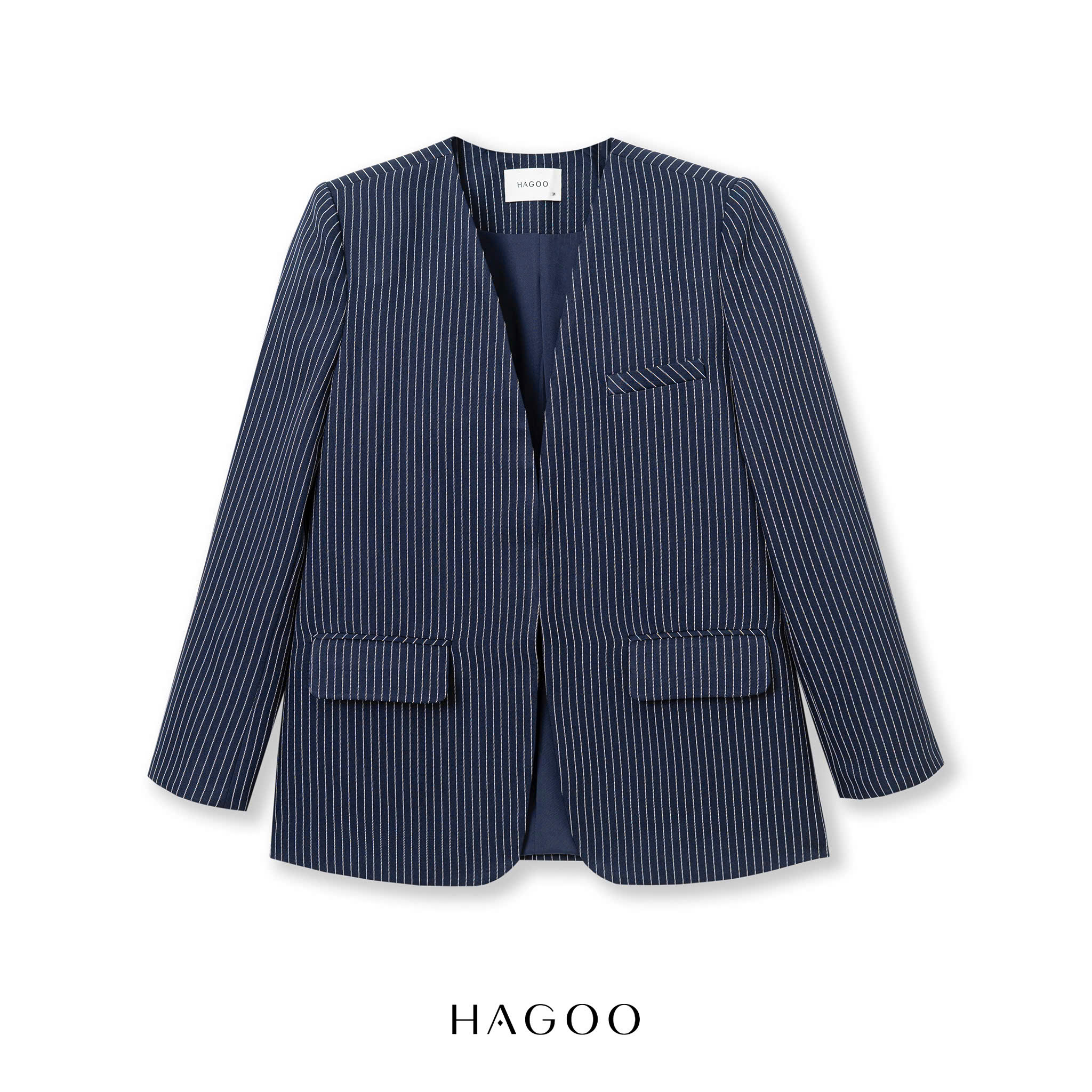 Áo Blazer không ve kẻ sọc HAGOO_thumbnail_2
