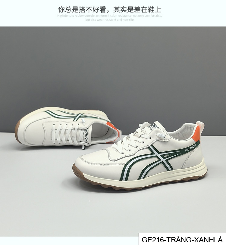 GE216 - Giày thể thao màu trắng da bò lớp đầu cho nam, giày hợp thời trang nam, giày thường ngày sang trọng nhẹ nhàng cao cấp dễ phối đồ thích hợp châu Âu da thật_thumbnail_18