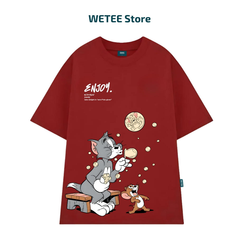 Áo thun unisex UX30-1186 ENJOY Tôm&Jelly thổi bong bóng dáng oversized local brand WETEE_thumbnail_7