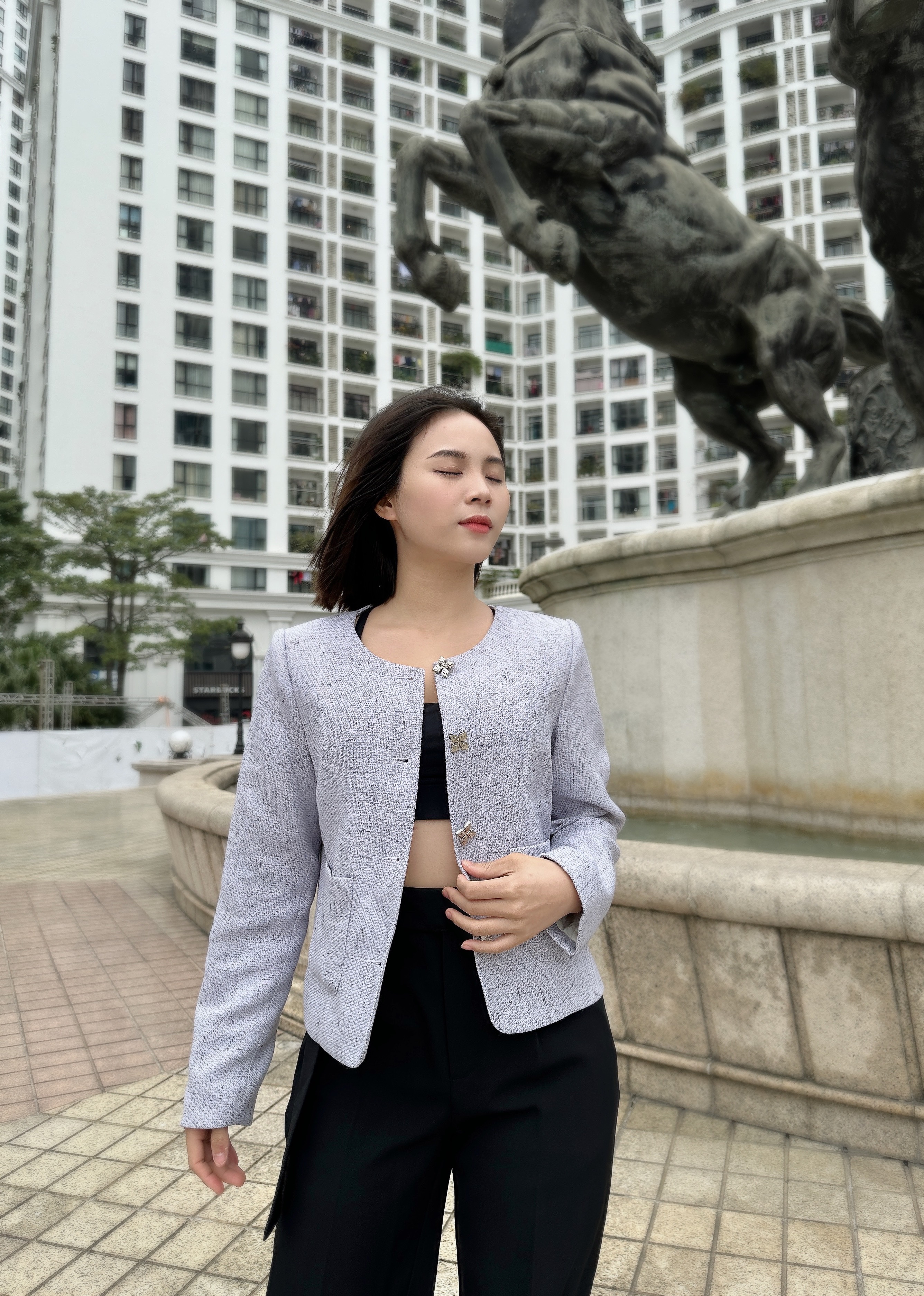 ÁO KHOÁC DẠ NỮ TÍM LAVENDER NARSIS CAO CẤP CHẤT VẢI DÀY DẶN 2 LỚP, DÀI TAY CÓ ĐỆM VAI, ĐÍNH KHUY ..._thumbnail_8