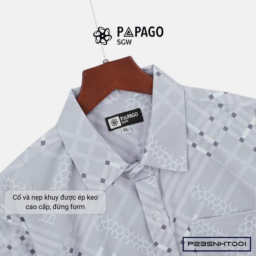 Áo sơ mi nam trung niên PAPAGO tay ngắn lai bầu vải lụa - P23SNHT001_thumbnail_4