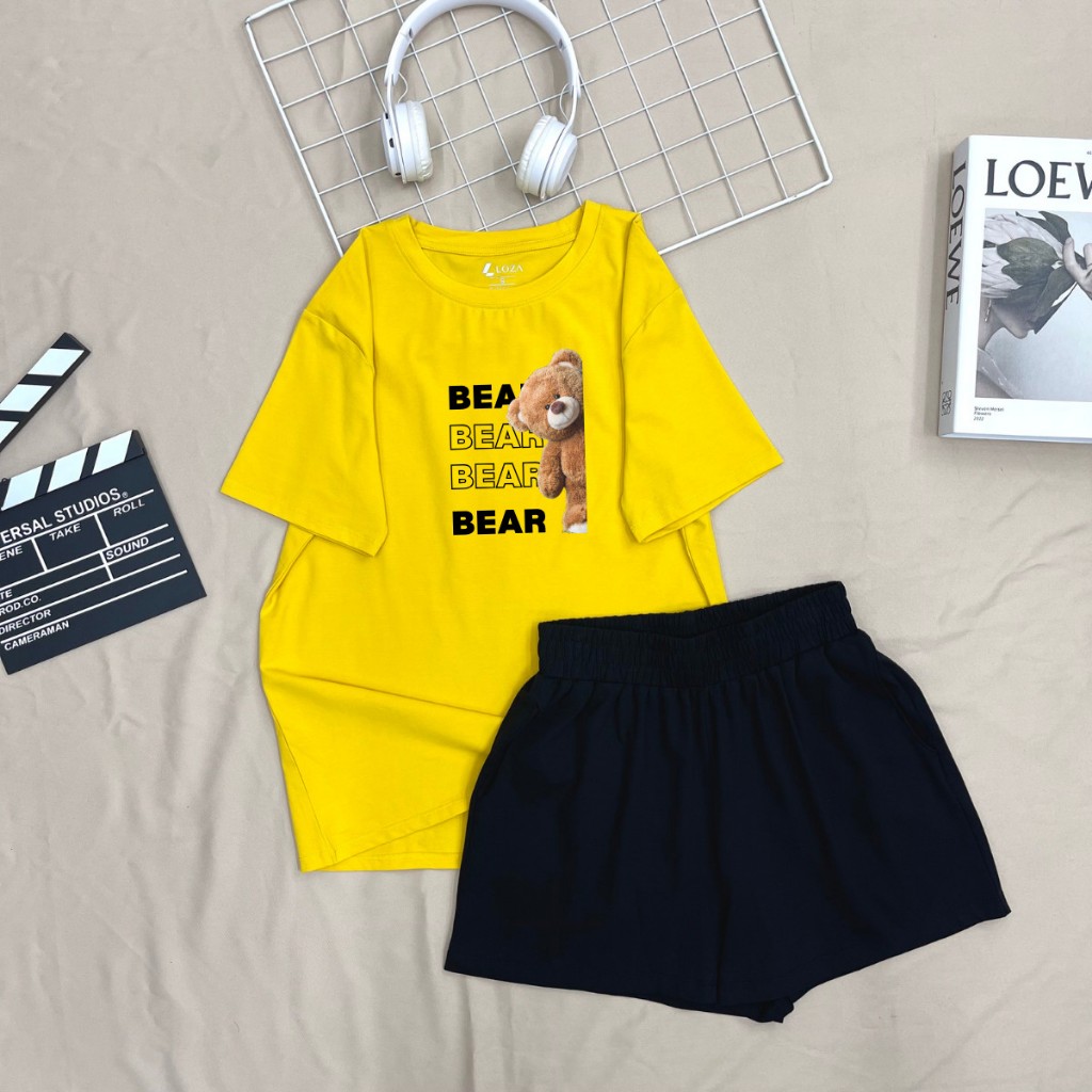 Set đồ nữ LOZA hình gấu Bear - Đồ bộ nữ mùa hè gồm áo thun dáng rộng + quần đùi cotton - BP17_thumbnail_12