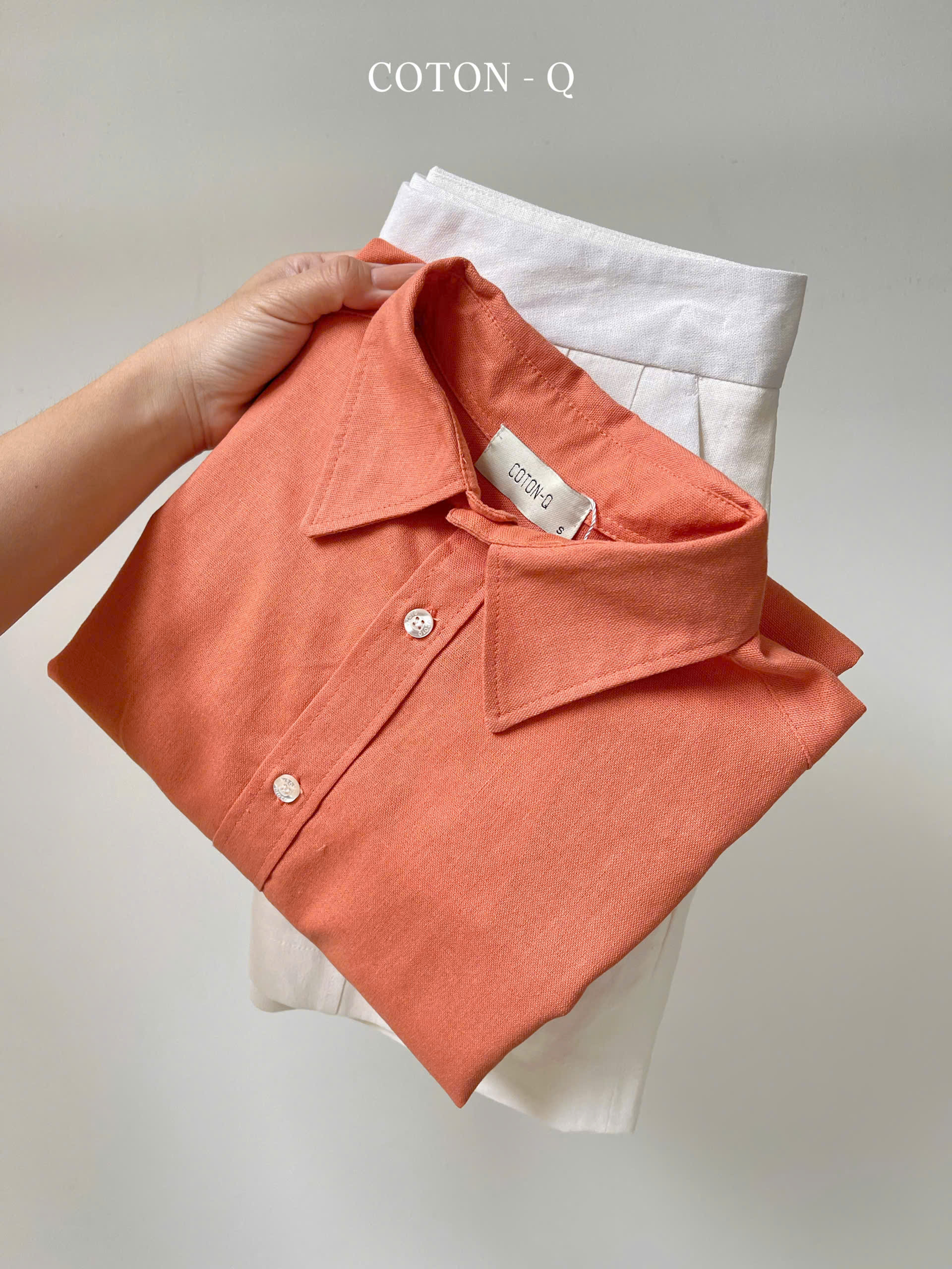 Set áo somi cam + quần short linen_thumbnail_6