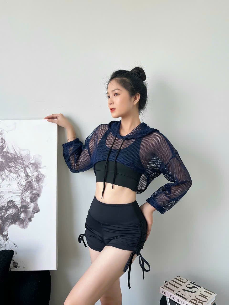 Áo Tank Thể Thao Lưới Mè Dáng Croptop Có Nón Mặc Ngoài_thumbnail_8
