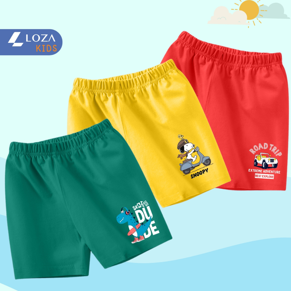 Quần đùi bé trai Snoopy, khủng long, ô tô hè 2025 - Quần đùi bé nam 15-40kg - Loza Kids QU002_thumbnail_12