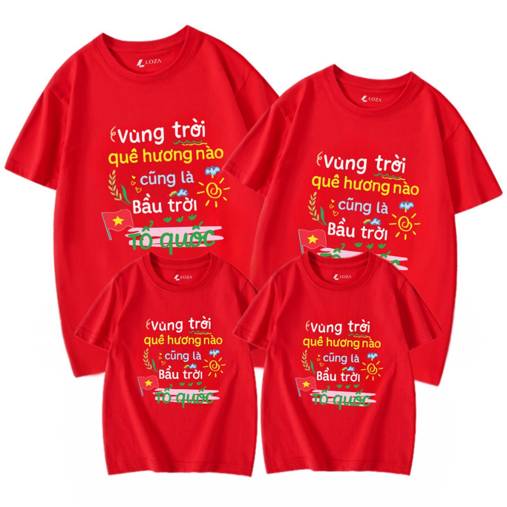 [Form rộng] Áo phông gia đình 'Vùng trời quê hương' 3-4-5 người - LOZA RT3176-AT3176