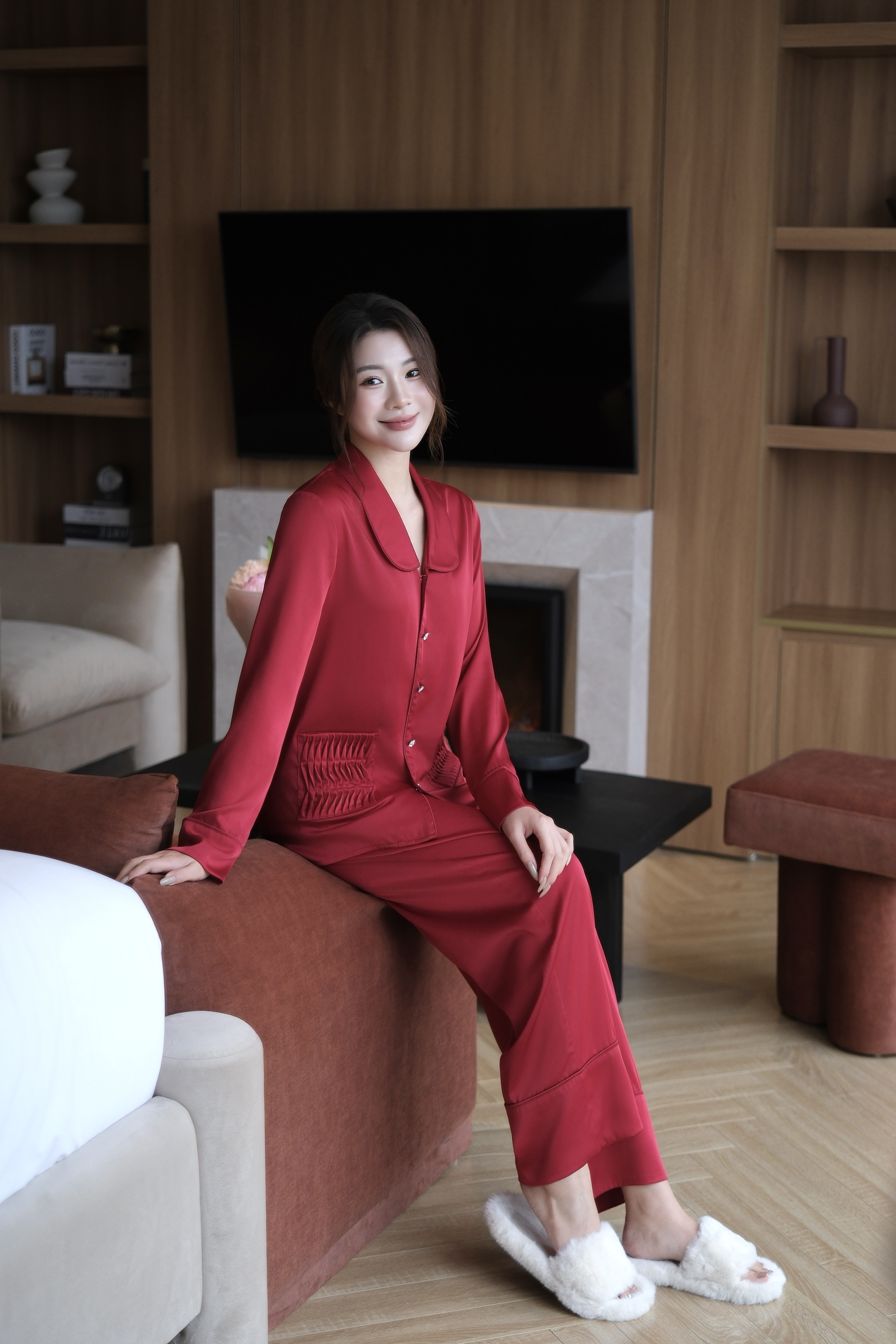 Bộ Lụa Áo Dài Tay, Quần Dài BN672_thumbnail_15