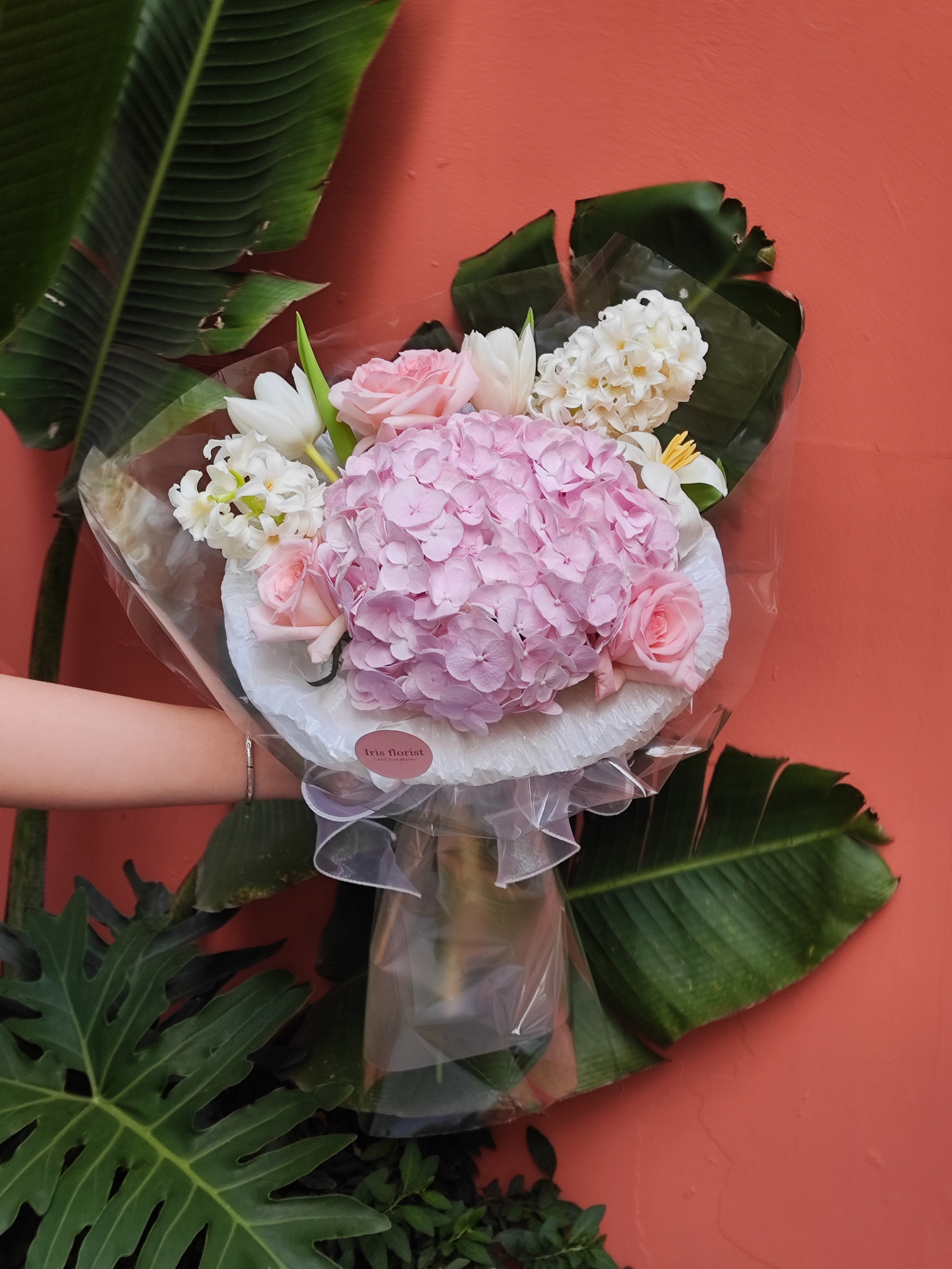 Tú cầu hồng mix dạ lan hương và tulip