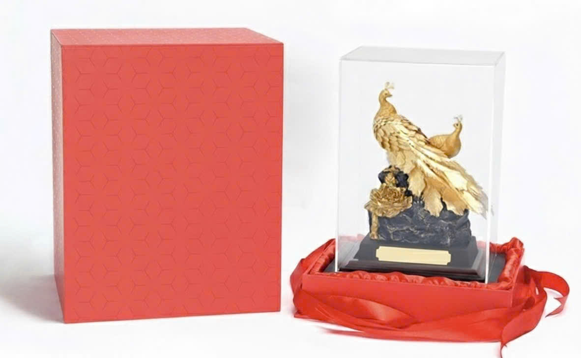 Qùa tặng hộp đôi chim công mạ dát vàng 24k KT 22CM X 17CM _thumbnail_2