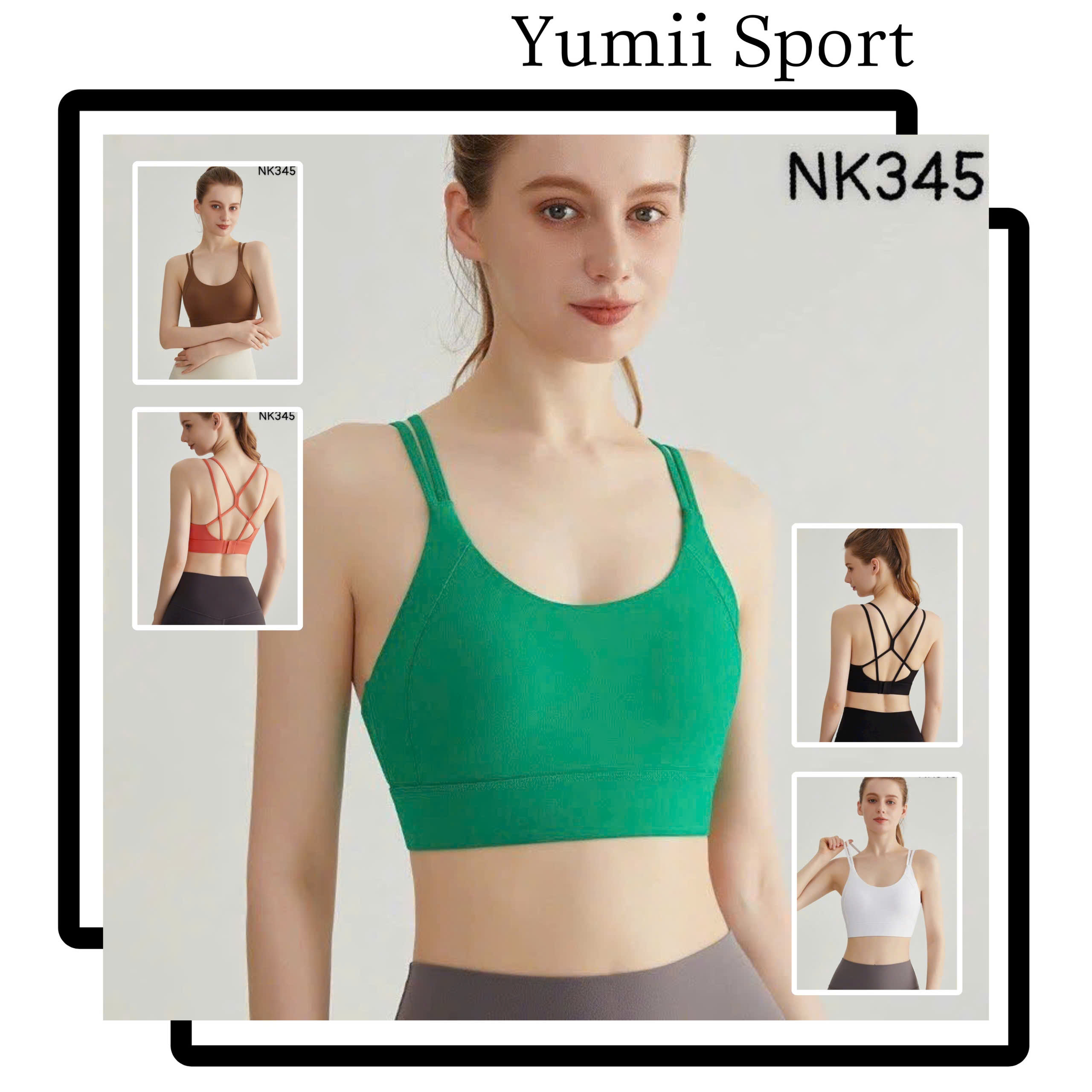 Áo Lót Thể Thao Tập Gym Yoga Nữ Yumiisport Áo Bra Hai Dây Cài Khoá Nâng Ngực Không Gọng Vải Co Giãn Thoáng Mát Sẵn Mút