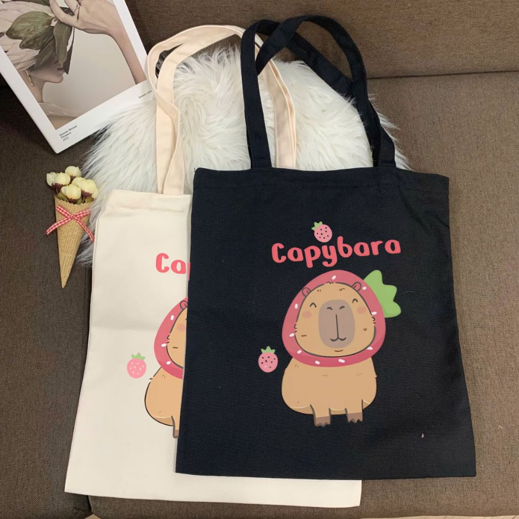 Túi tote in hình Capybara Cute - Túi vải canvas kích thước 33x37cm đựng vừa A4  và laptop - TOTE10_thumbnail_7