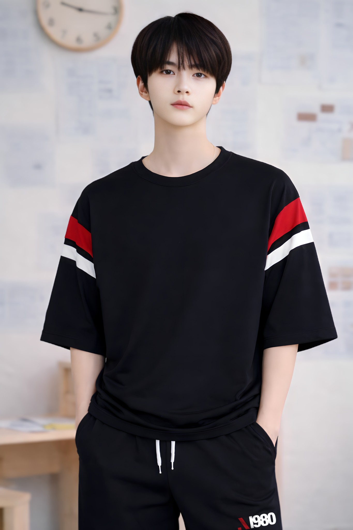 Áo phông bé trai dáng rộng màu đen phối đỏ_thumbnail_4