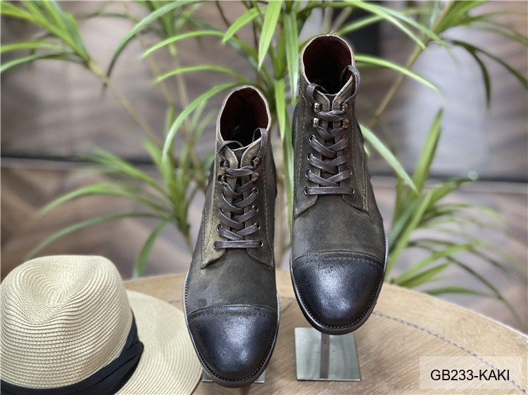 GB233 - Giày Boots Martin Nam Da Bò Phong Cách Anh, Đế Cao Su Chống Trượt, Màu Đen Kaki_thumbnail_21