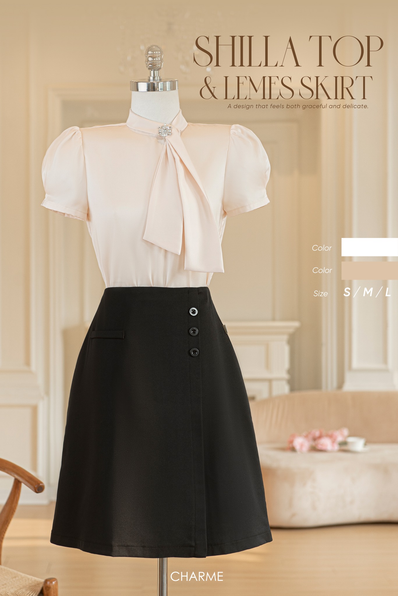 Chân váy dáng A tà chéo