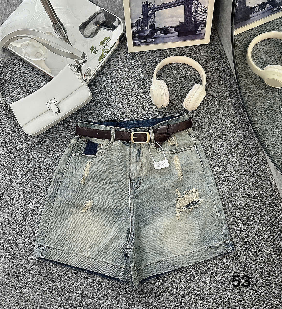 Quần lửng rách túi kiểu bigsize QSJ53 dành cho nàng béo mập từ 55-90kg