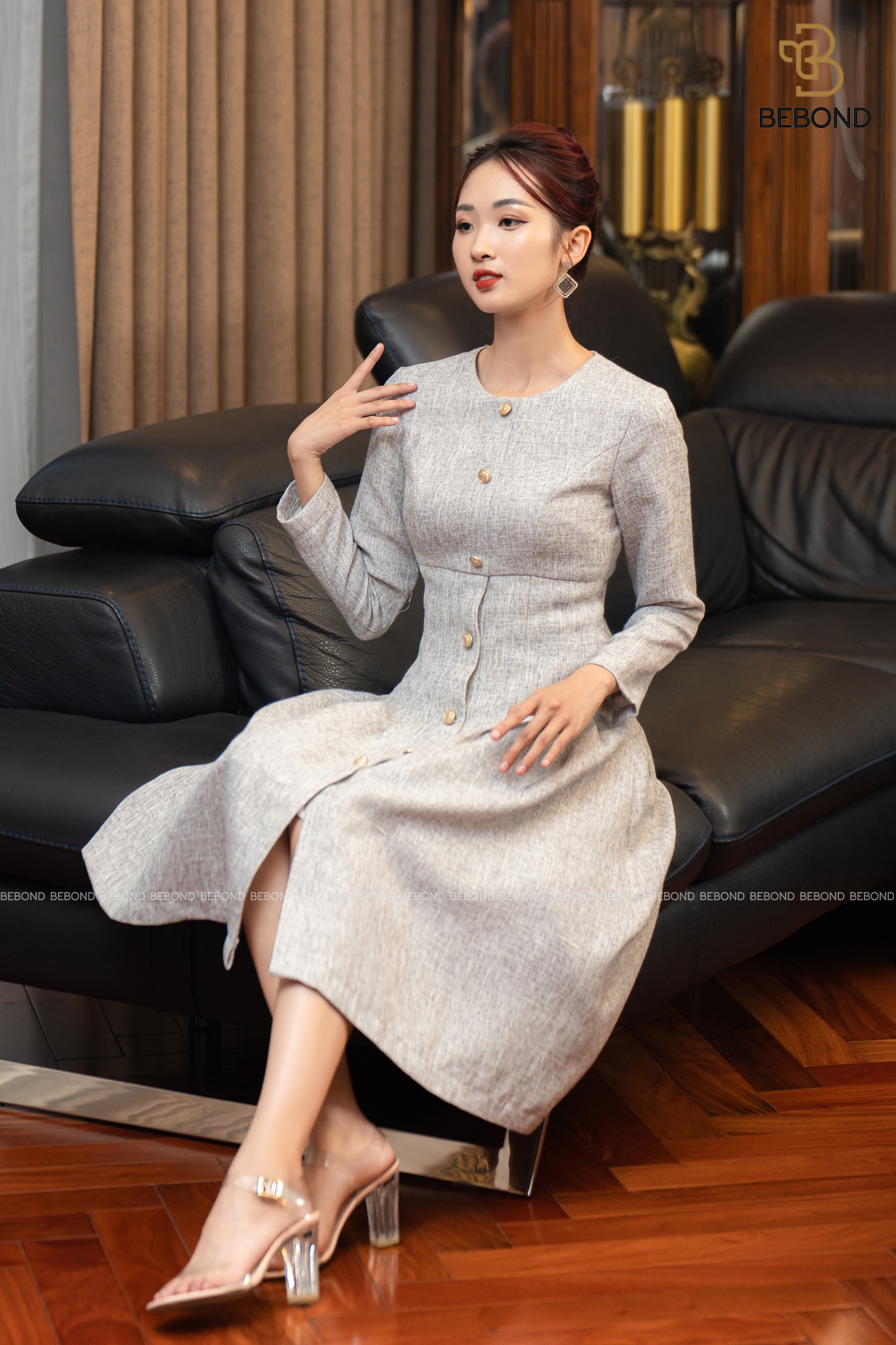 Đầm dạ xước màu GHI - Joyce Dress