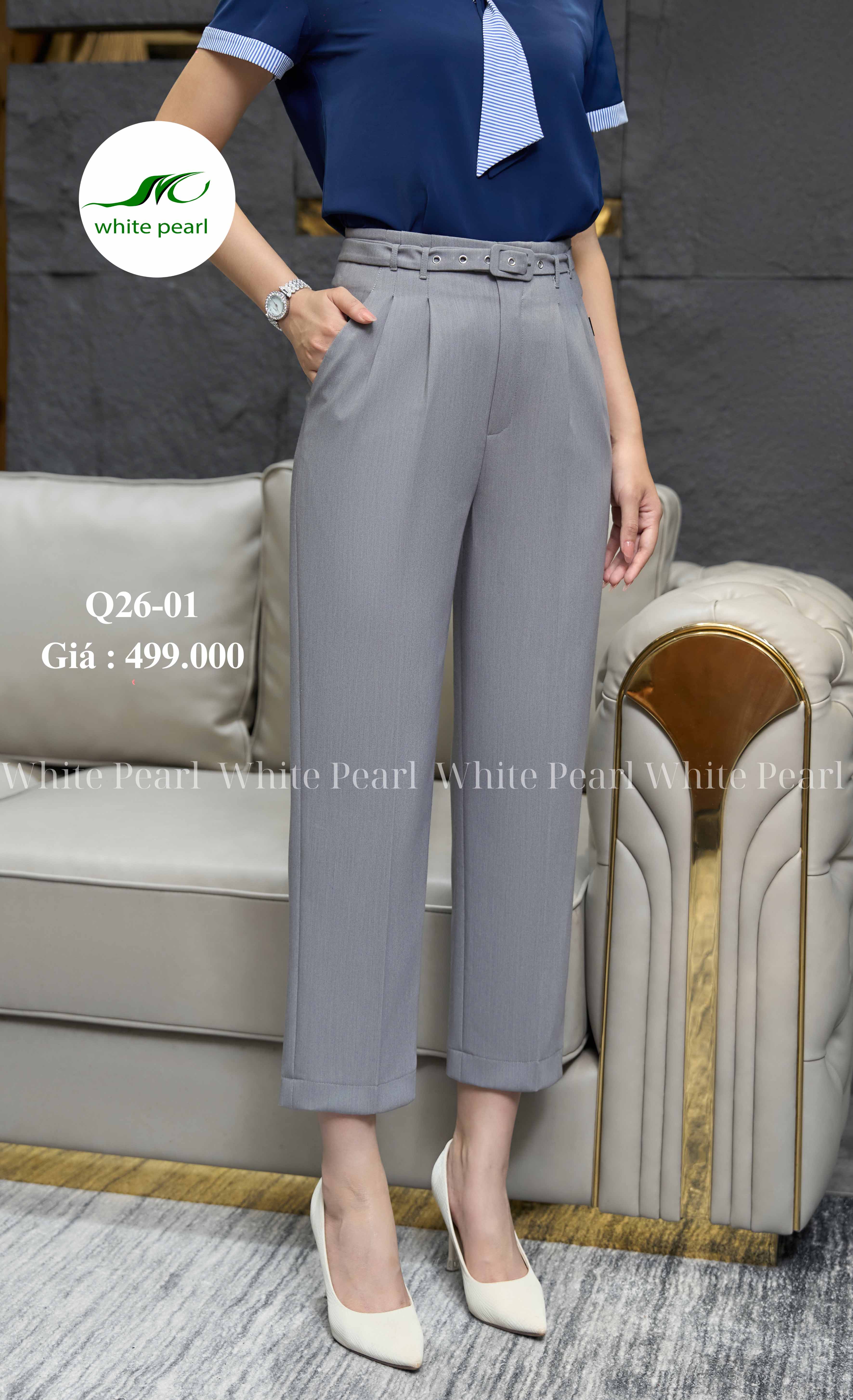 Quần baggy suông thụng cạp liền thời trang công sở nữ White Pearl_thumbnail_2
