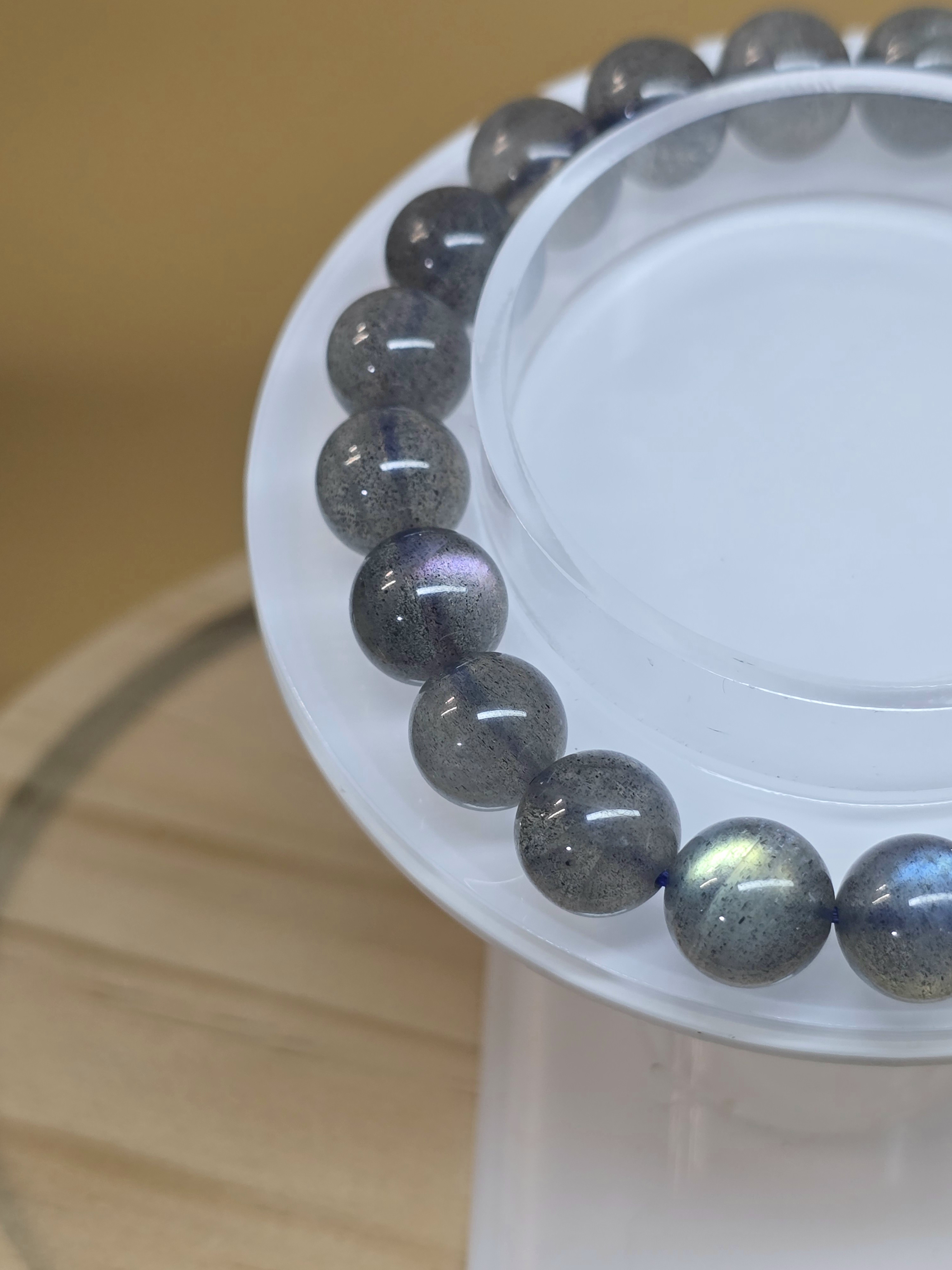 Vòng Tay Đá Xà Cừ Hắc Nguyệt Quang Labradorite Thể Đen