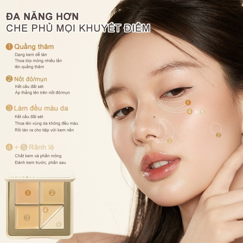 [JUDYDOLL] Bảng che khuyết điểm 5 ô Judydoll triệt sắc che quầng thâm 6g_thumbnail_2