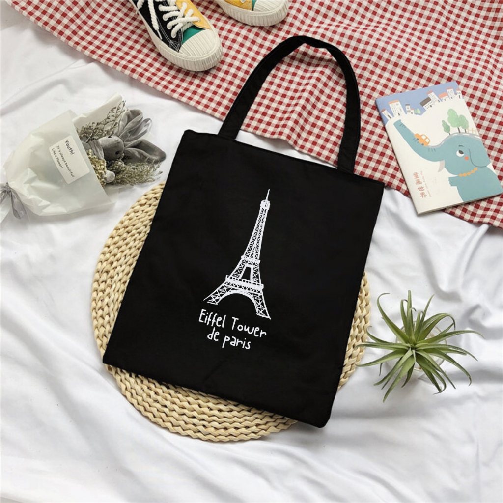 Túi tote phong cách Hàn Quốc in hình - Túi vải canvas có túi phụ kích thước 33x37cm đựng vừa A4 và laptop - TOTE07_thumbnail_1