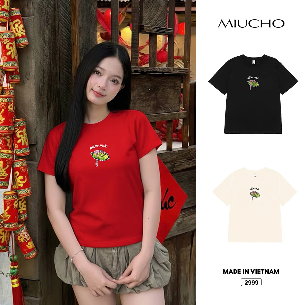 Áo baby tee Tết Bính Ngọ form vừa Miucho vải mềm mại thoáng mát tôn dáng in mix 2999