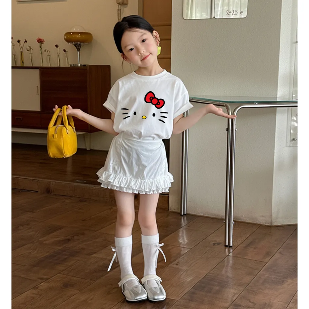 Áo thun cho bé gái form rộng Kado vải cotton mềm mại thấm hút tốt hình Kitty dễ thương 2872_thumbnail_4