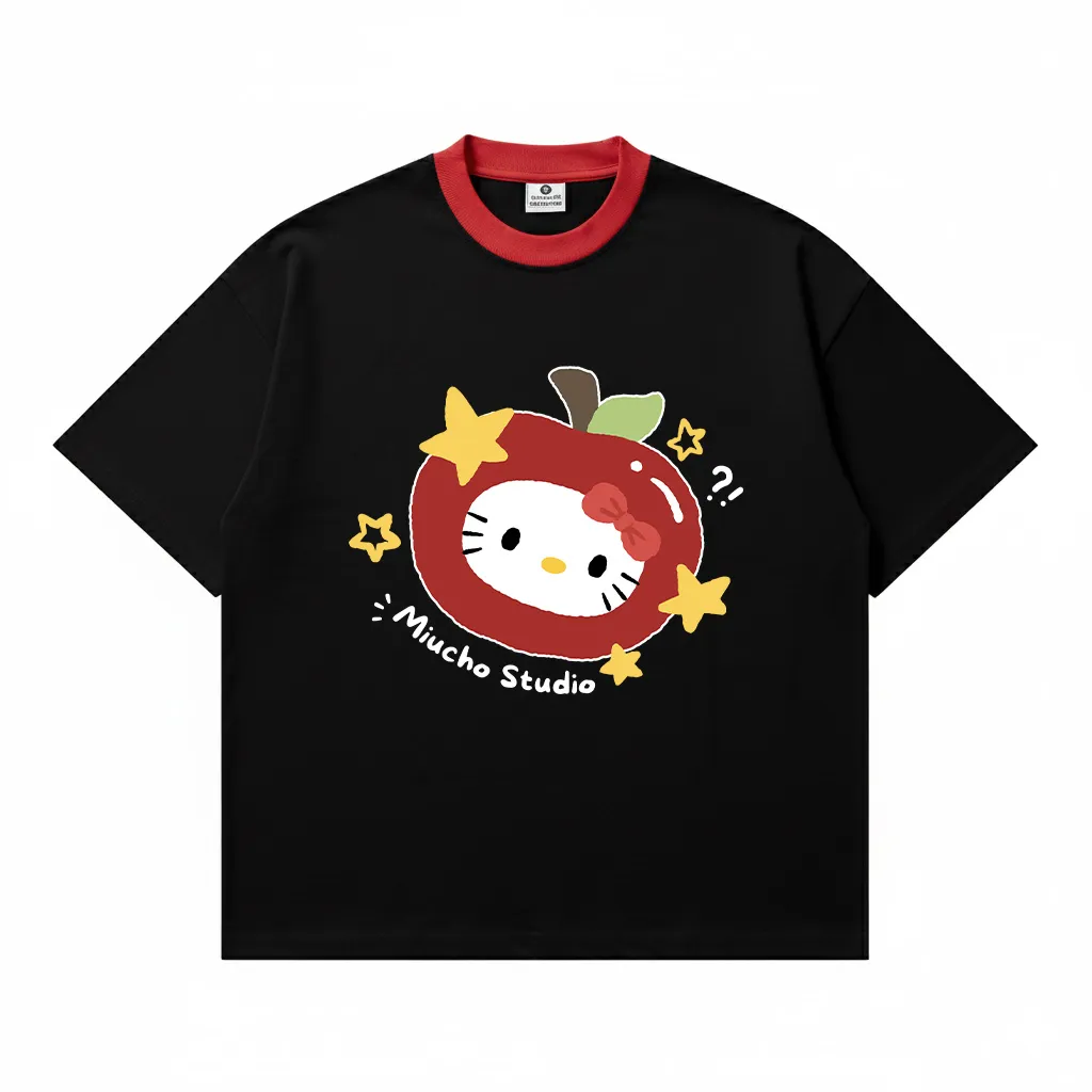 Áo thun boxy Kitty dễ thương Miucho thoáng mát tay ngắn phối cổ in mix 2974_thumbnail_0