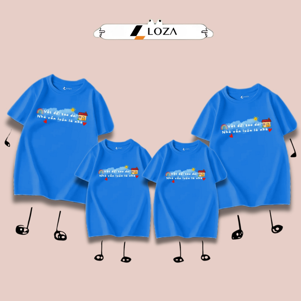Áo phông gia đình LOZA KIDS  vật đổi sao dời nhà vẫn luôn là nhà 2025 - Áo đồng phục gia đình du lịch biển – Mã GĐ3144_thumbnail_2