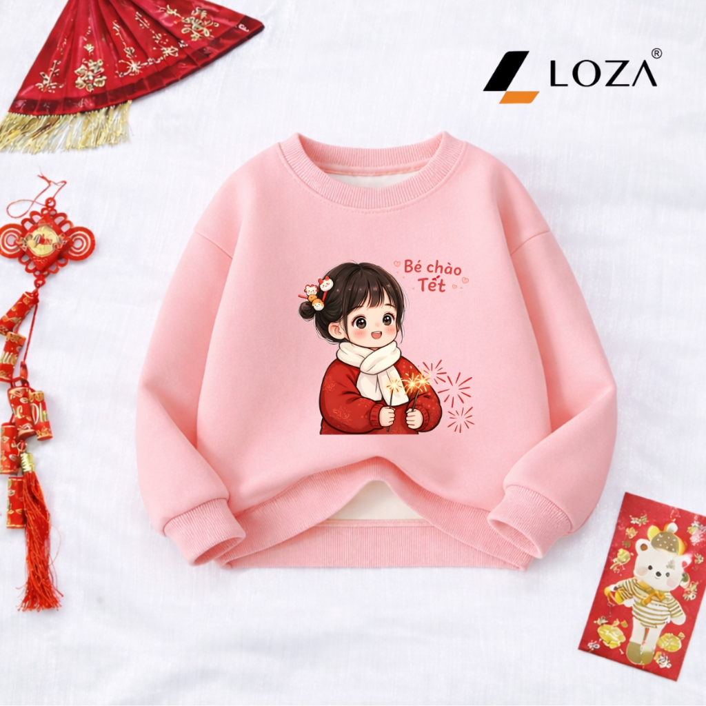 [BST Tết 2026] Áo nỉ sweater bé gái hình cô gái Chúc Tết - Loza Kids IN030_thumbnail_7