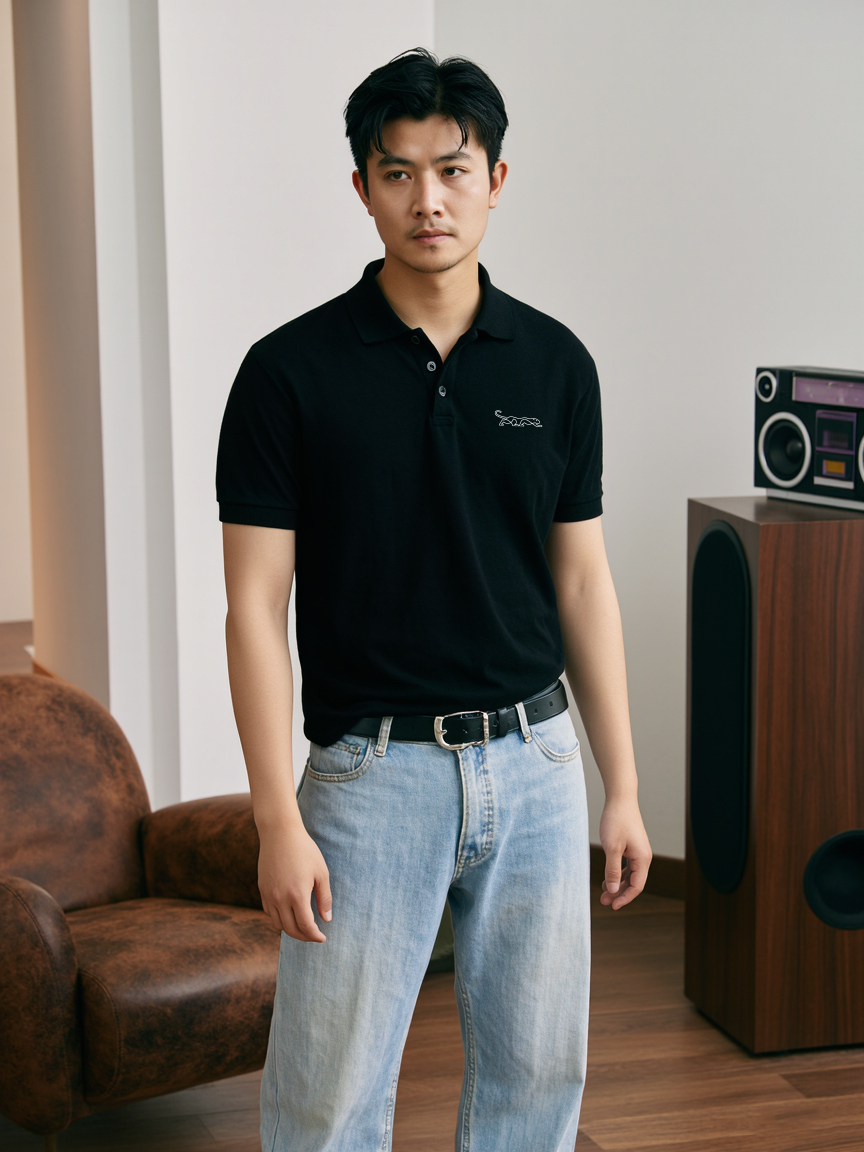 Áo polo nam form vừa vải cá sấu PLCSD2429 Miucho Iconic tay ngắn cổ trụ in artwork_thumbnail_6