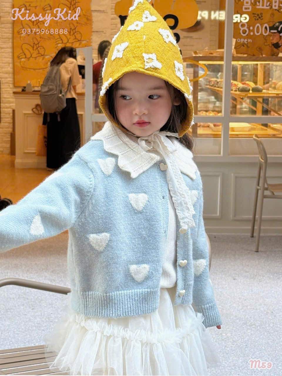 (M59) Áo cardigan xanh dương tim trắng AHA_thumbnail_0