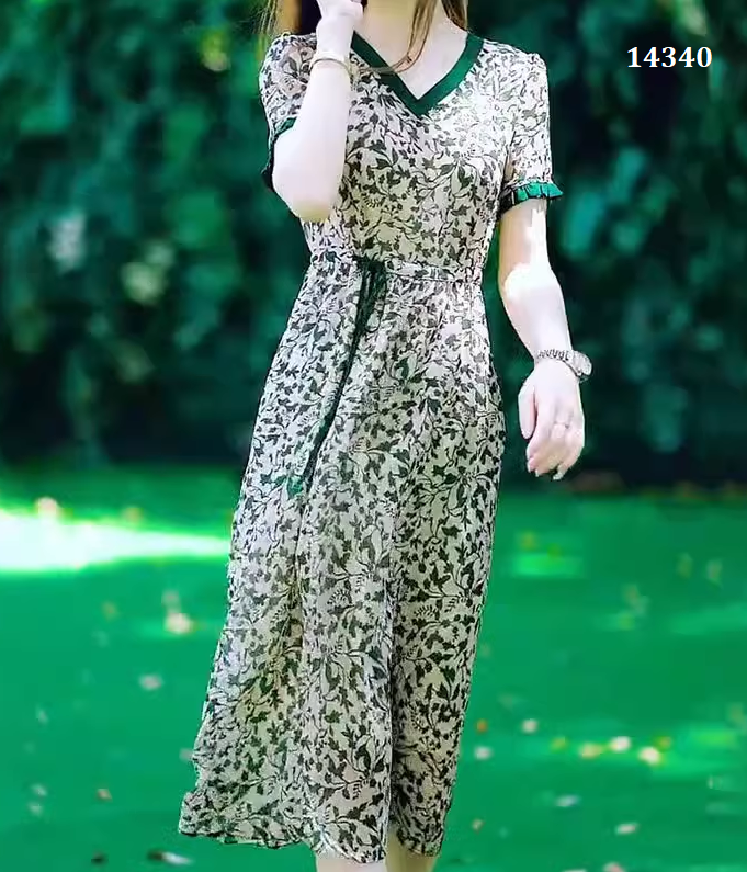 14340-Đầm voan suông viền xanh phối dây rút eo ( voan,lót)_thumbnail_2