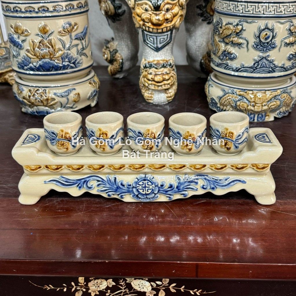 Đồ Thờ Cúng Chum Nước Thờ Cúng Hoàng Thổ - Rượu, Kỷ nước Thờ Cúng - rượu Rồng đắp nổi Bát Tràng_thumbnail_1
