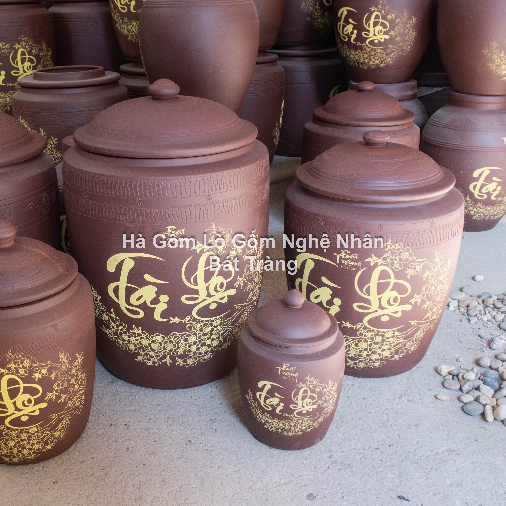 Hũ Gạo Loại 1 - Chum Gạo - Bình Đựng Gạo Sành Gốm Bát Tràng KHÔNG MEN 10kg 15kg 20kg Tài Lộc Hãng Kỹ