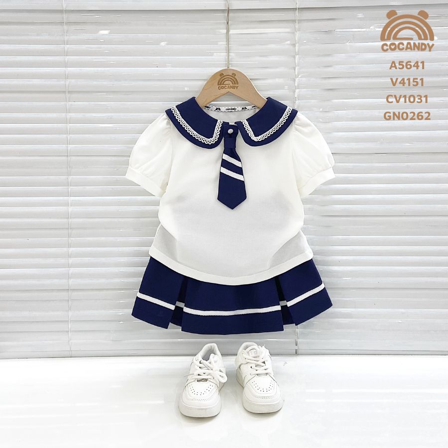 Áo cộc TRẮNG phối XTHAN cổ sen