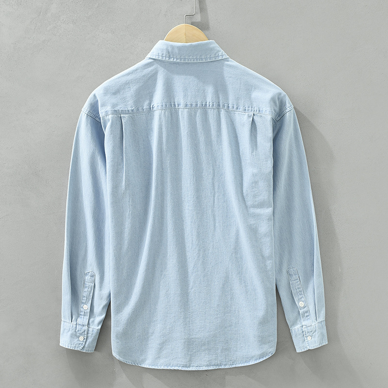 Áo Sơ Mi Denim Thêu Dài Tay Nam Phong Cách Nhật Bản – Thiết Kế Giản Dị, Trẻ Trung, Dáng Rộng_thumbnail_2