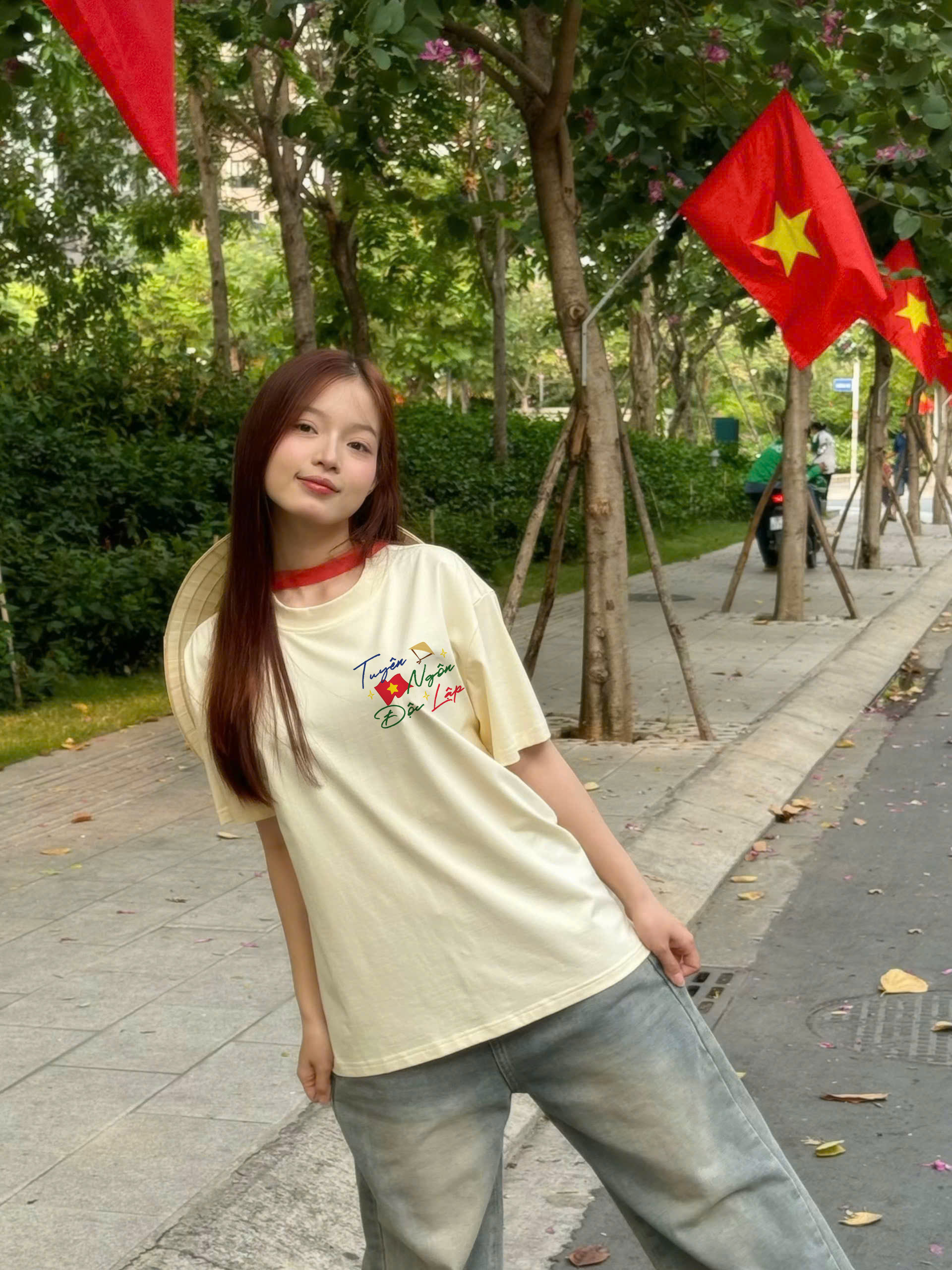 Áo thun Việt Nam form oversize ATD2445 Miucho vải cotton mềm mại thoáng mát cổ tròn in mix_thumbnail_3